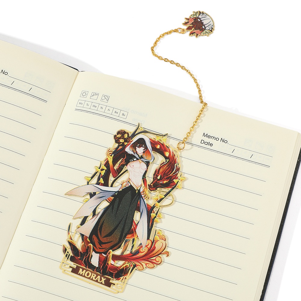 Bộ Sưu Tập Đánh Dấu Trang Kim Loại Hình Anime Genshin Kazuha Zhongli Hutao Yae Miko Tartaglia Raiden Shogun Venti Xiao