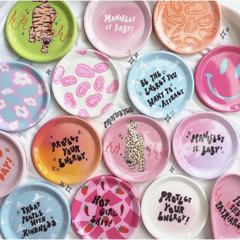 SET TRANG TRÍ KHAY THẠCH CAO // DIY PAINTING GYPSUM TRAY