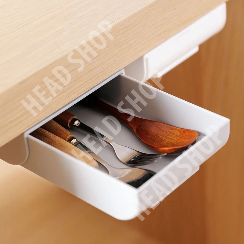 Hộc dán ngăn kéo dán gầm bàn mini để đồ tiện ích cực gọn gàng mã NK HeadShop