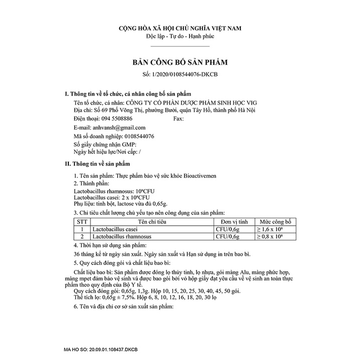 Men Tiêu Hóa Men Vi Sinh Bioactivemen