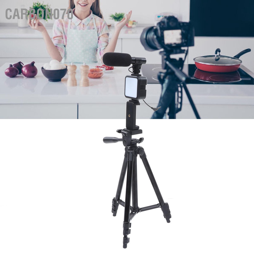 Carbon070 Bộ vlogging điện thoại thông minh Thiết bị ghi truyền hình trực tiếp với chân máy Micrô lấp đầy ánh sáng điều khiển từ xa Kẹp