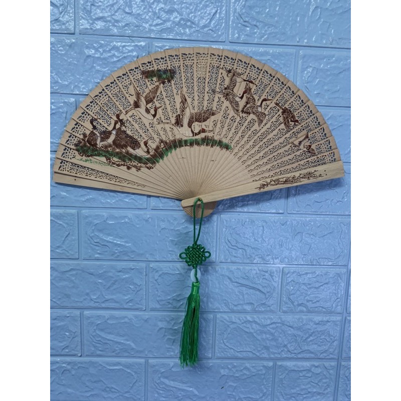 quạt trầm hương thơm 🌺CAO CẤP🌺 in hình bạch hạc sơn thuỷ 30 nan loại cao cấp