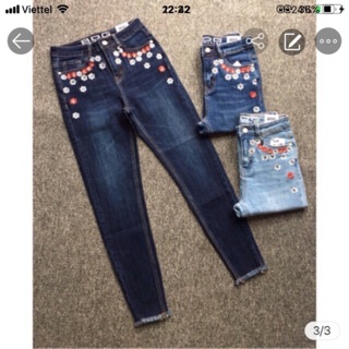 QUẦN JEANS ÔM, THÊU ĐẸP ,LAI TUA. Hàng VNXK