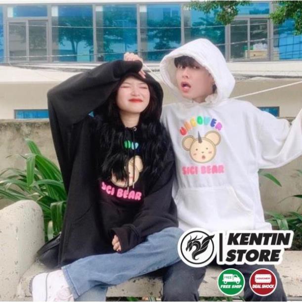 Áo Hoodie Không Xù lông Dành Cho Nam Nữ Có Mũ Chất Nỉ Form rộng Unisex Sici Bear tại KENTIN