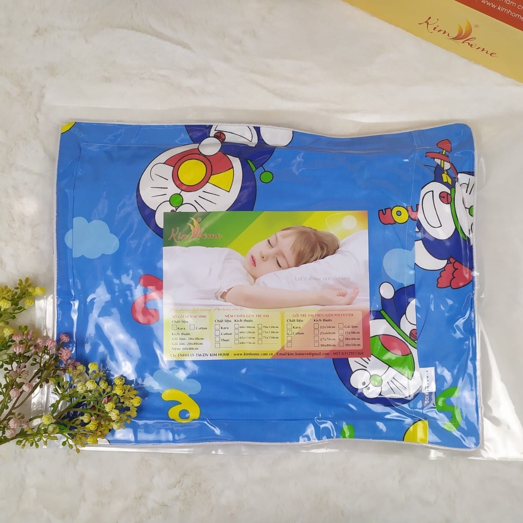 Gối Nằm Cho Bé 2 tuổi 3 tuổi đến 10 tuổi, gối trẻ em cotton 100% thấp êm nằm ngủ thoáng mát