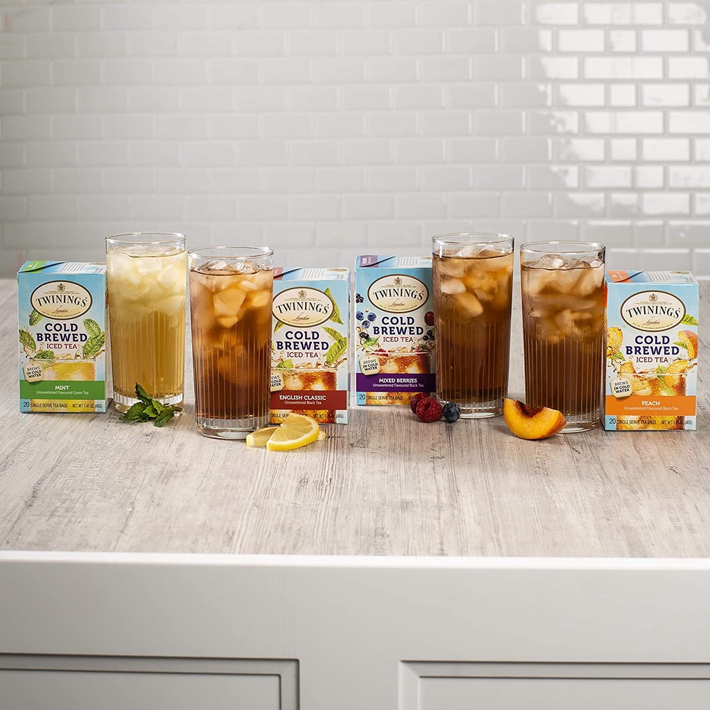 Trà ủ lạnh trái cây Twinings hộp 20 gói, không đường, detox