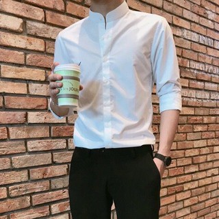 Áo sơ mi nam cổ tàu dài tay