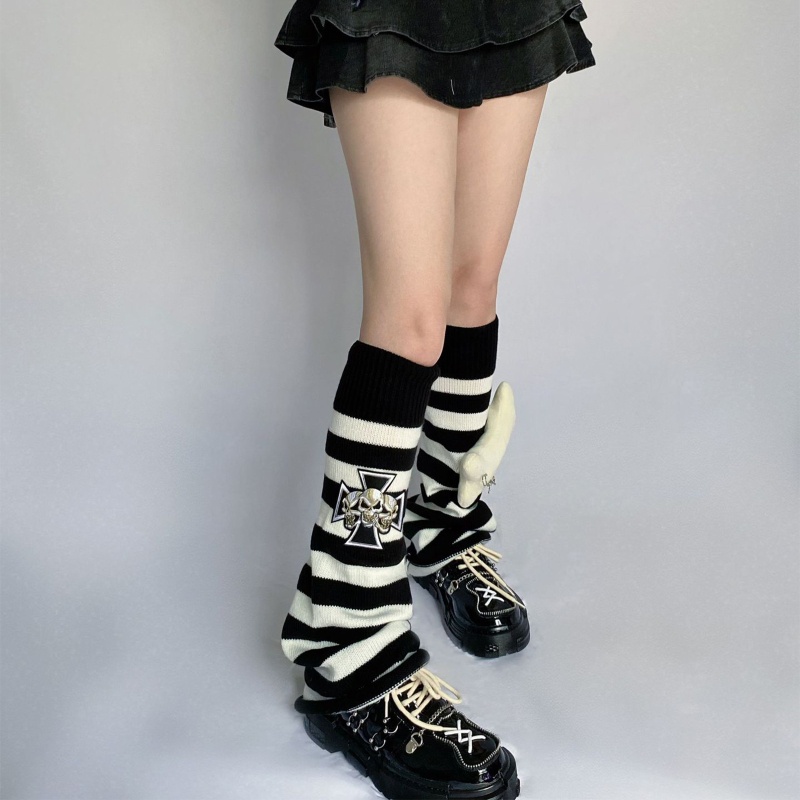 XIXI Tất Ống Chân Giữ Ấm Họa Tiết Kẻ Sọc Thời Trang Những Năm 80