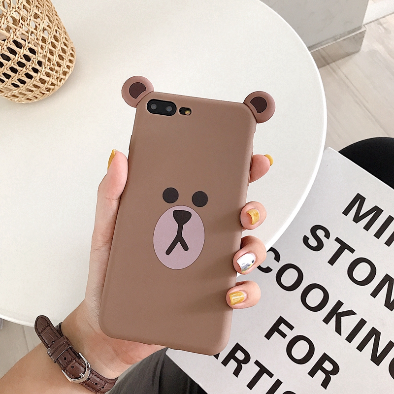 Ốp điện thoại silicon mềm hoạt hình gấu brown 3D đáng yêu cho Huawei Nova 4 4e 3e 3i 3 2S Honor 8X 10 9 Play