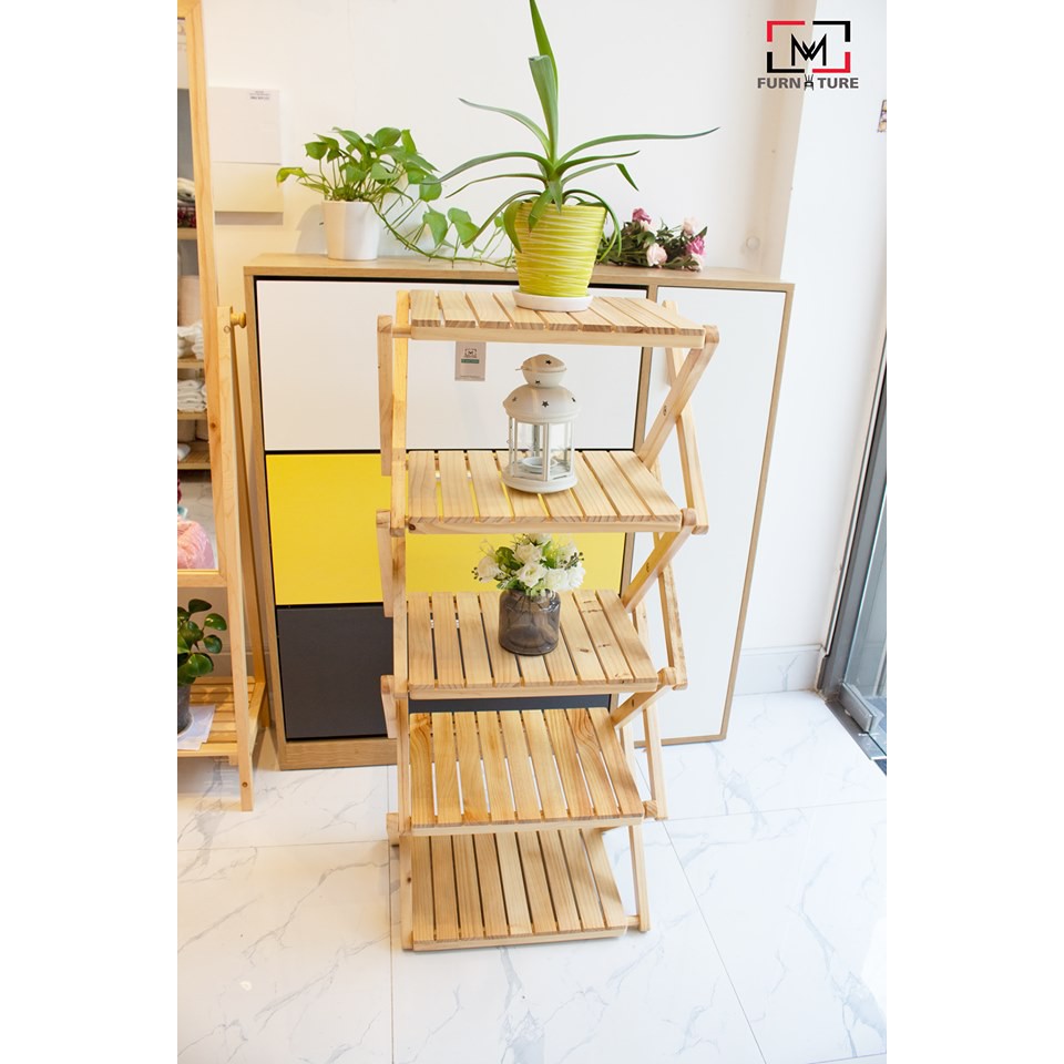 Kệ gỗ xếp gọn đa năng 5 tầng thương hiệu MW FURNITURE - Nội thất trang trí
