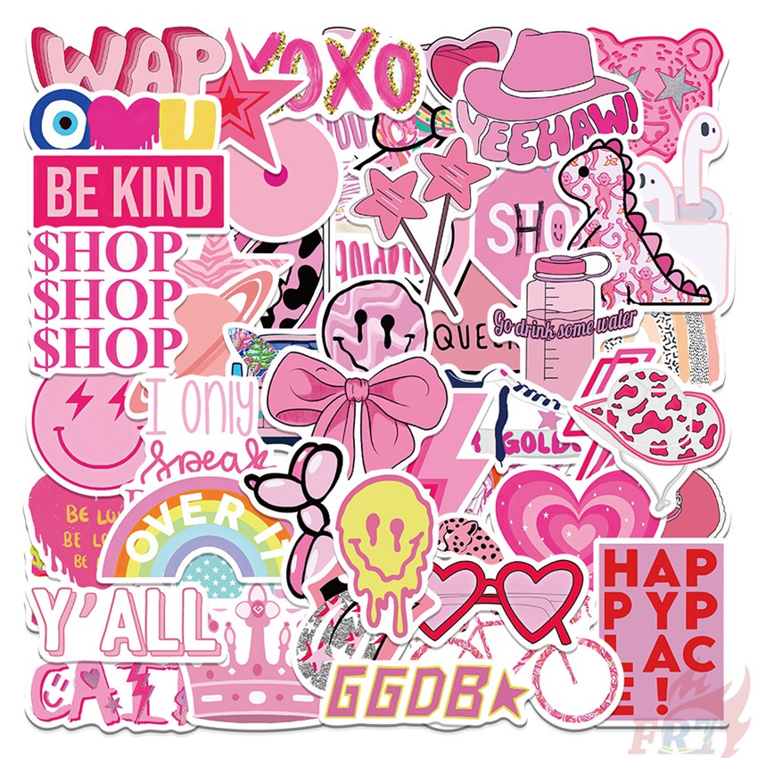❉ VSCO： Pink Romantic Series 06 - Pink Girl Preppy Graffiti Stickers ❉ 50Pcs/Set Mixed Fashion DIY Luggage Laptop Skateboard Doodle Decals Stickers