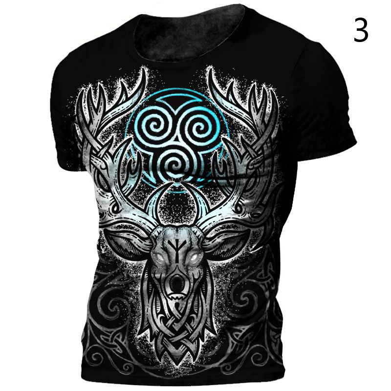 Áo Thun Thể Thao Tay Ngắn Cổ Tròn In Hình 3D Phong Cách Vintage Thời Trang Mùa Hè Cho Nam XXS ~ 6XL