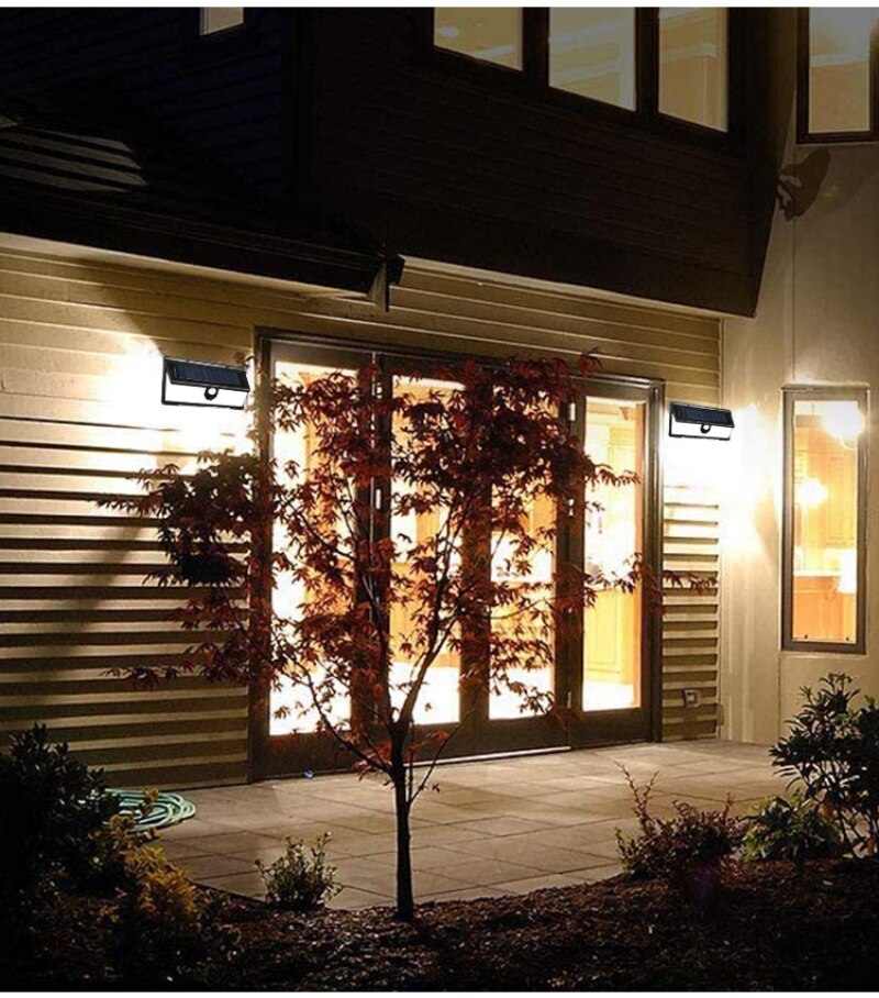 Đèn Led Năng Lượng Mặt Trời Gắn Tường Cảm Biến Chuyển Động Chống Nước IP65 190Led