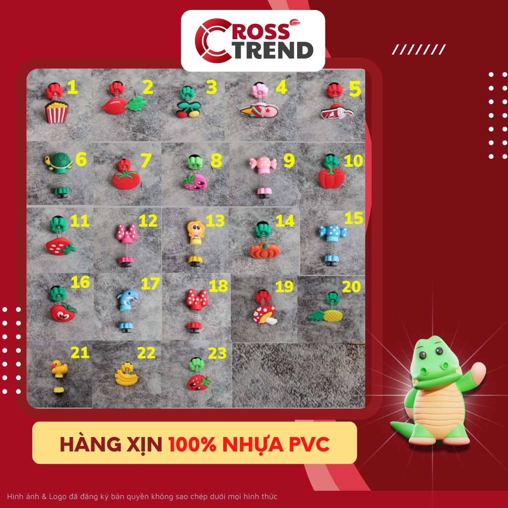 Sticker dép crocs lò xo, Jibbitz charm 3D gắn dép cross hàng loại 1 nhựa PVC dày cao cấp CROSS TREND