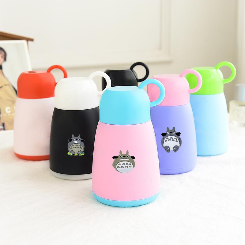 Bình nước pastel totoro BSNI4 300ml giữ nhiệt thuỷ tinh bọc nhựa bình đựng sữa chai đựng súp