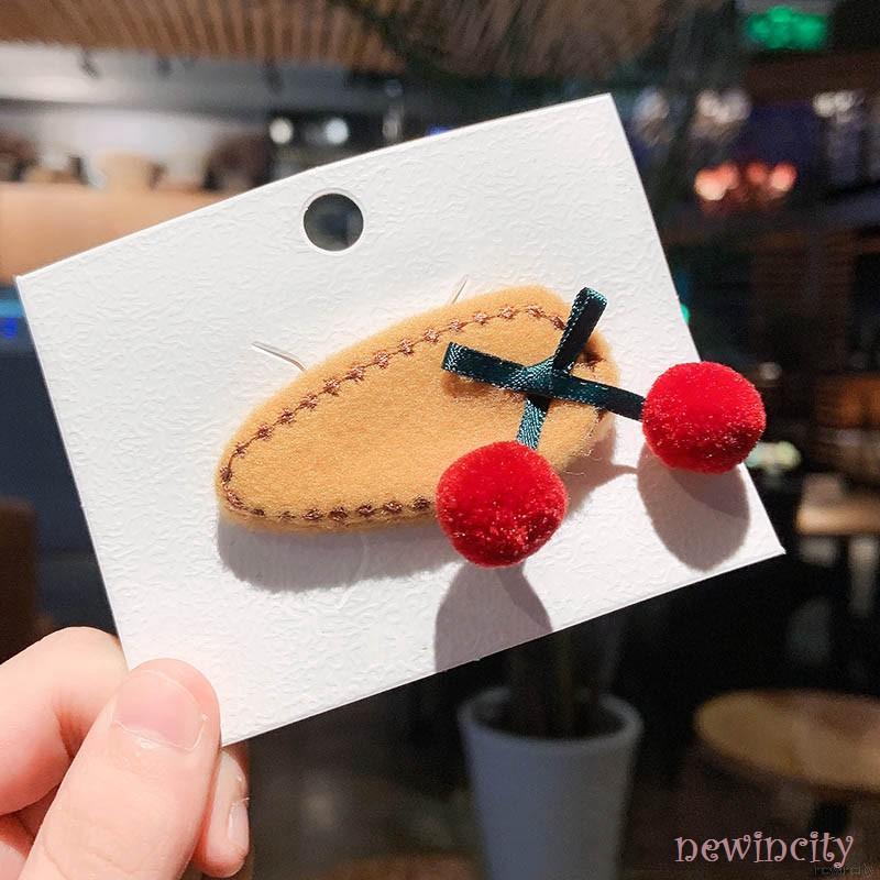 Korean Girls Hairpins Kids Casual Fashion Cute Cherry Durable Air Accessories Barrettes Hairpins