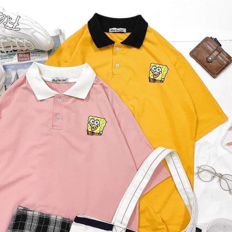 Áo thun tay lỡ freesize phông from rộng Unisex nam nữ, mặc lớp,nhóm, mặc cặp có cổ polo . ‣
