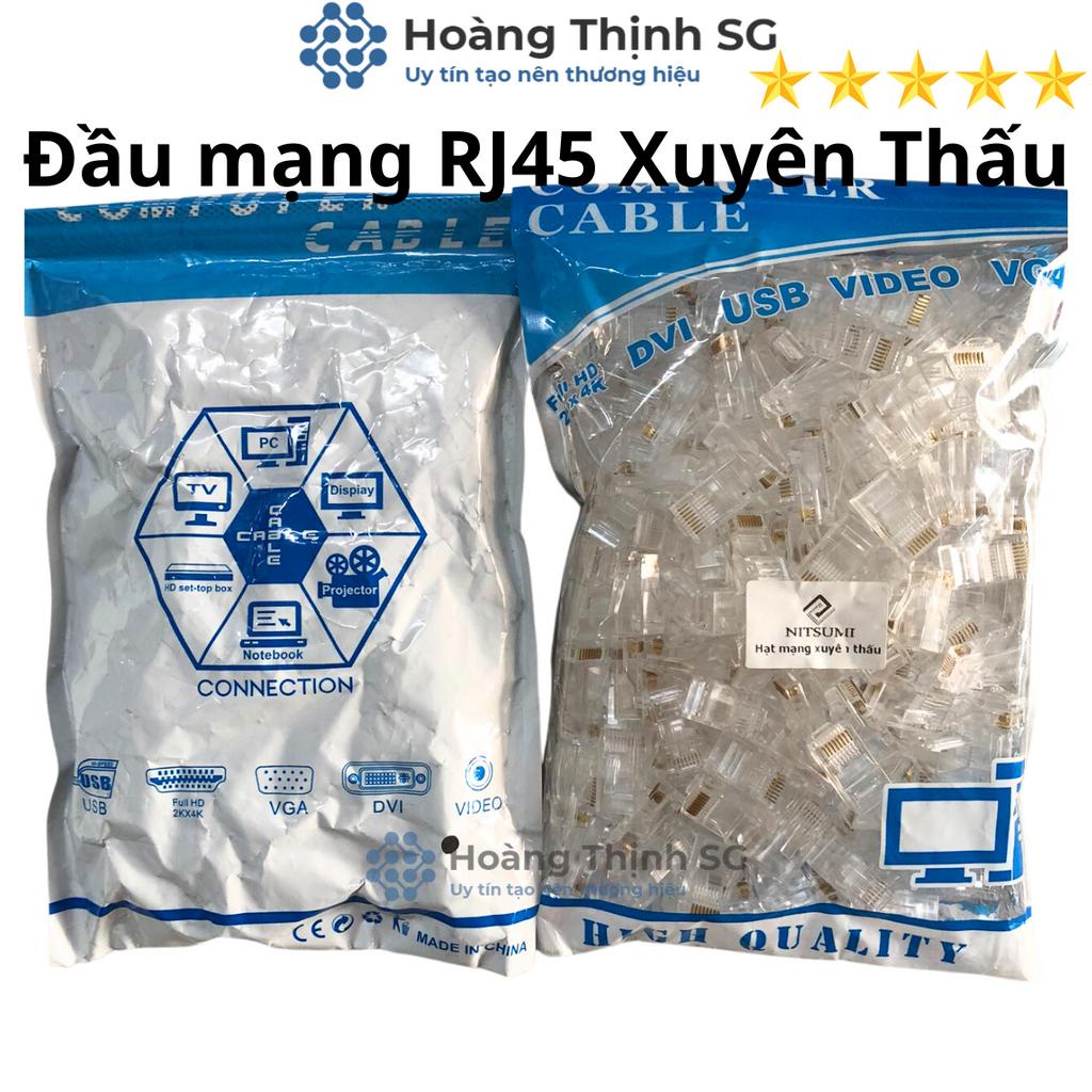 Hạt đầu mạng RJ45 xuyên thấu NITSUMI - Dùng bấm đầu cho dây mạng cat5 cat5E Cat6 Cat6E - Hoàng Thịnh SG