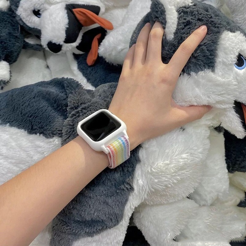 Ốp Dây Đeo Đồng Hồ Bằng Nylon Đàn Hồi Cho Apple Watch 44mm 40mm 45mm 41mm 42mm 38mm 45 41 mm serie 3 5 SE 6 7