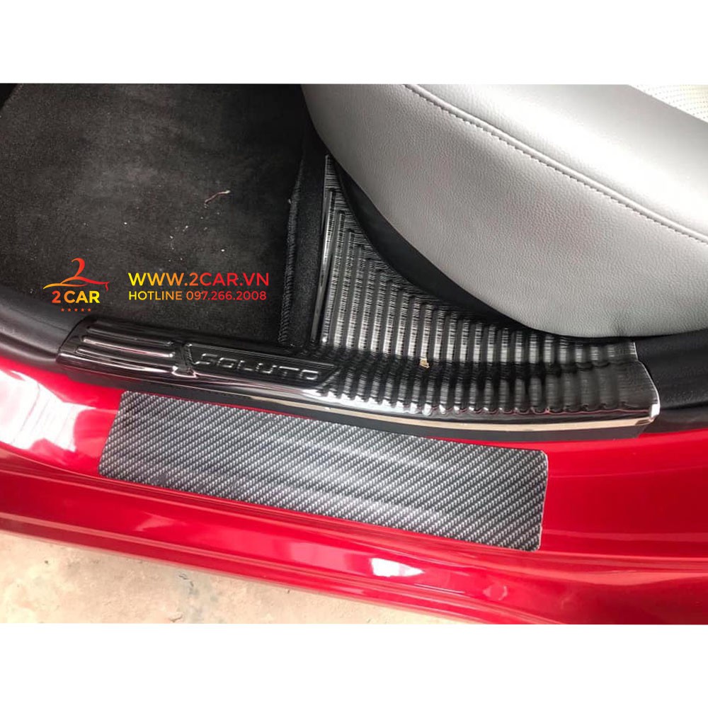 Ốp Bậc Cửa, nẹp bước chân Trong Ngoài Xe Kia Soluto 2019- 2020- 2021- 2022- 2023, chất liệu Titan
