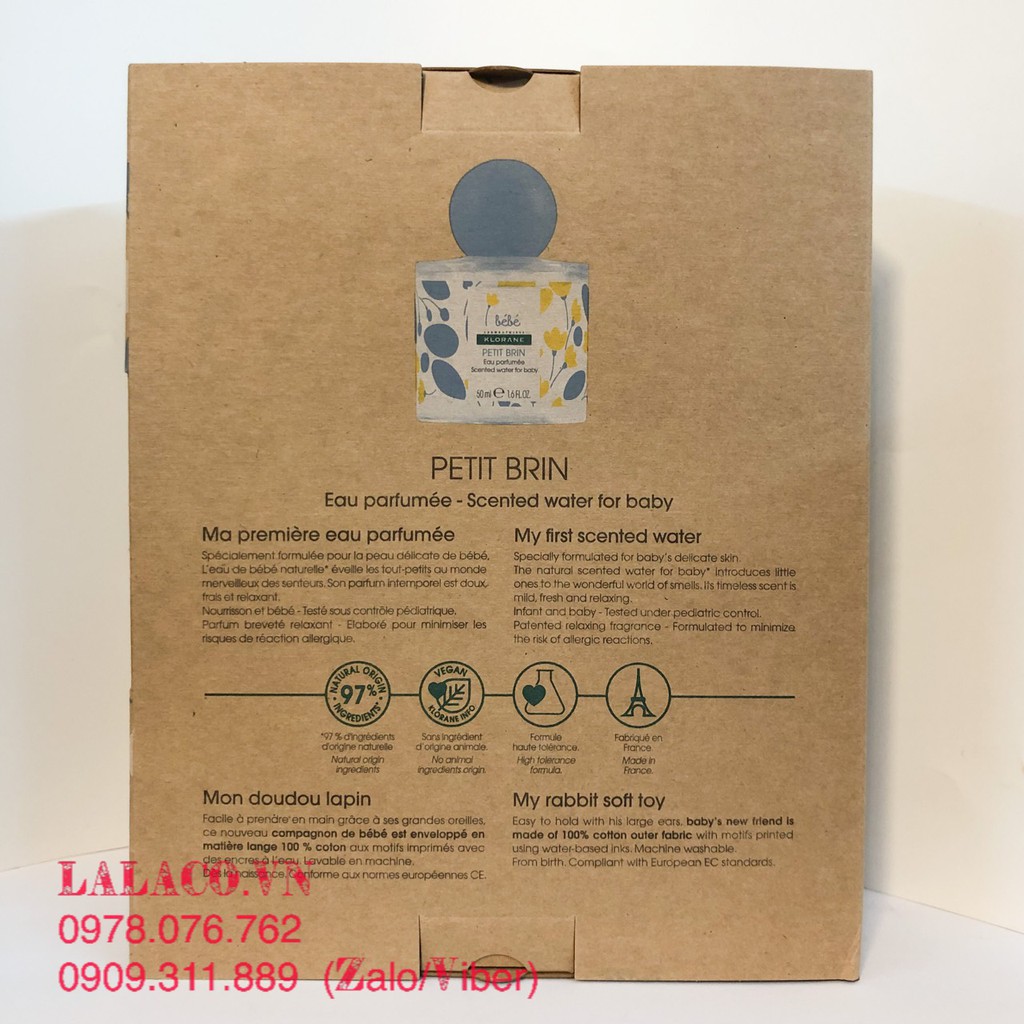 [Mẫu mới] Bộ Nước Hoa - Gift Set Klorane 50ml + tặng kèm thỏ bông - Hàng Pháp
