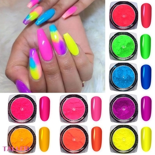 [Hàng mới về] Set 9 hũ bột màu neon dạ quang lấp lánh trang trí móng tay