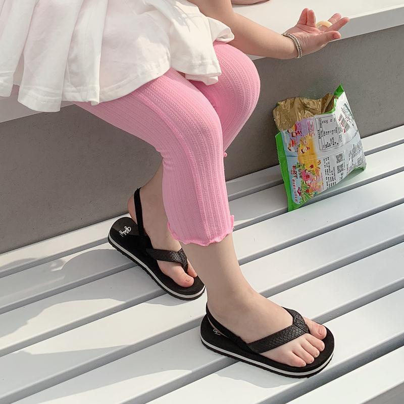 Quần Legging Cotton Co Giãn Thoáng Khí Thời Trang Mùa Hè Cho Bé Gái 2-9 Tuổi