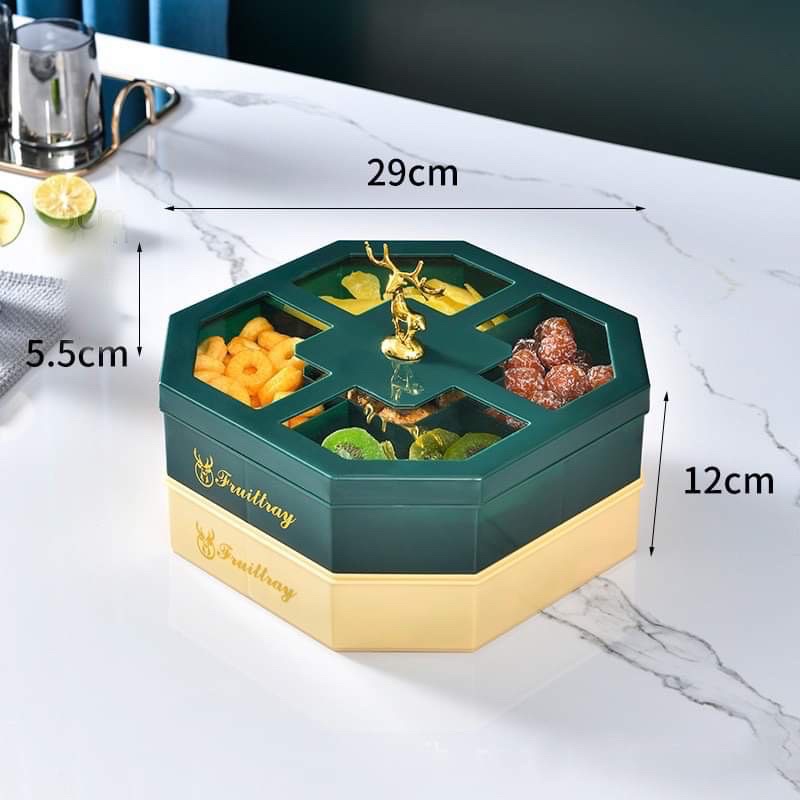 HMD0291 Khay mứt tết, khay đựng bánh kẹo Tết sừng hươu vàng phong cách Châu Âu sang trọng hiện đại