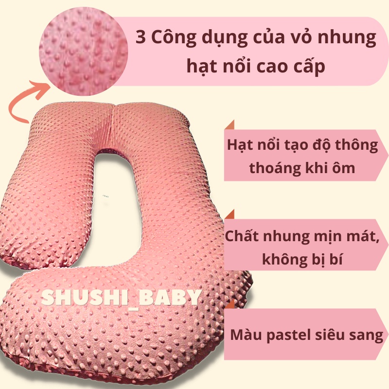 Gối Bầu Chữ U Vải Nhung Mềm Mịn Hàng Cao Cấp