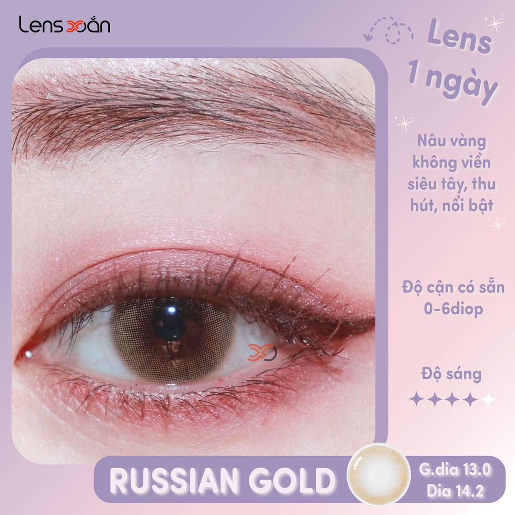 KÍNH ÁP TRÒNG 1 NGÀY RUSSIAN GOLD CỦA OLENS: LENS 1 DAY NÂU VÀNG TÂY KHÔNG VIỀN | LENS XOẮN