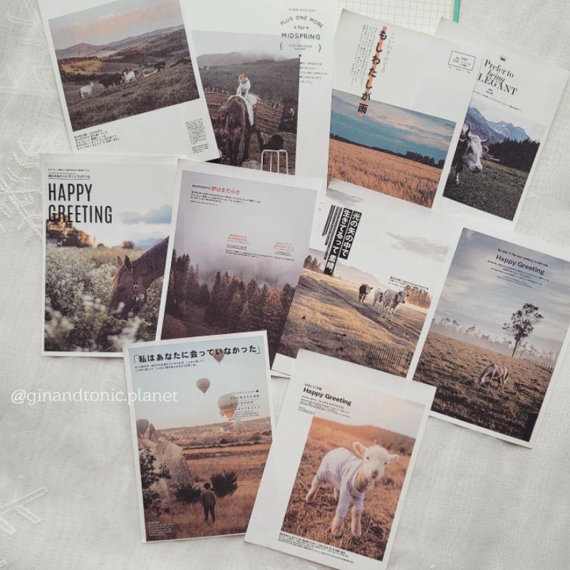 Set 10 tấm giấy nền trang trí phong cách tạp chí Nhật Bản aesthetic chủ đề du lịch dùng trang trí bullet journal