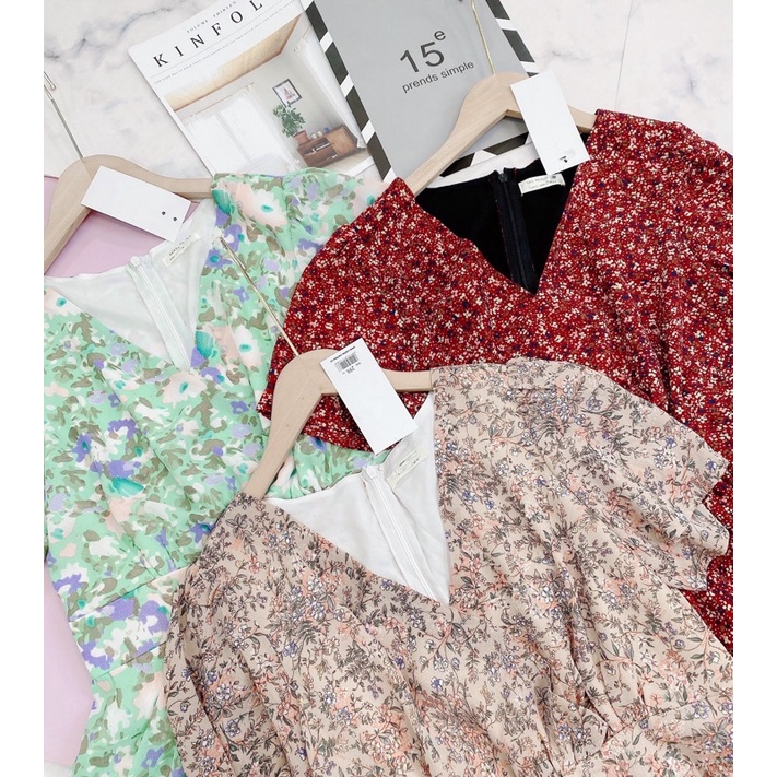 Jumsuit voan hoa ngắn thắt nơ 3 màu A2969 Aholic