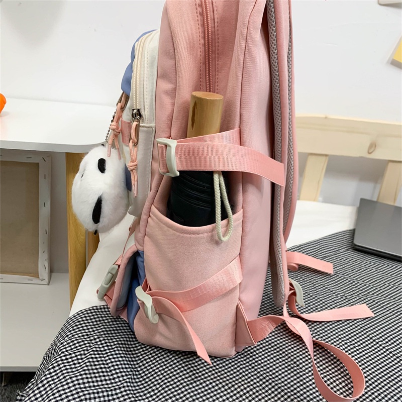 Cặp đi học nữ thời trang hàn quốc vải nylon chống nước màu pastel trơn dễ thương đáng yêu giá rẻ 3616