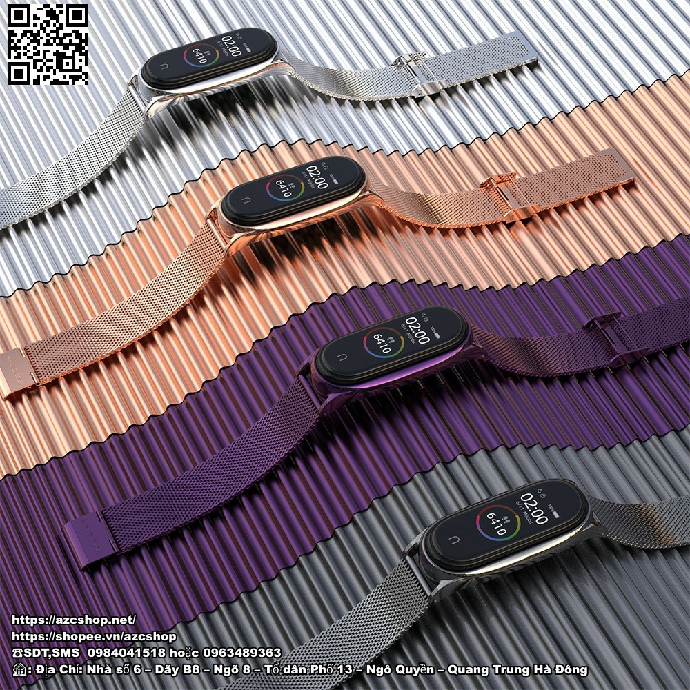 Dây Miband 5 Miband 4 Milanese Mijobs Khoá Bấm - Chính Hãng