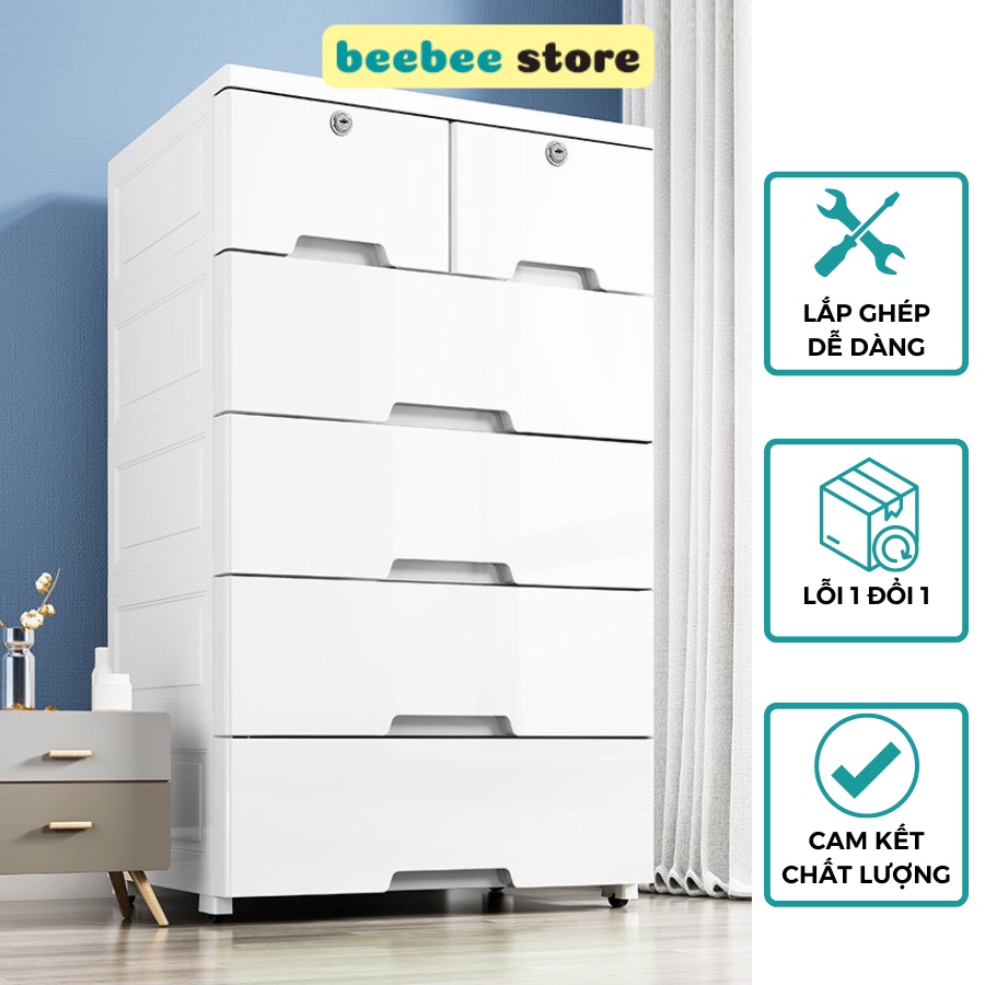 Tủ Nhựa Đựng Đồ Cỡ Lớn, Tủ Nhựa Màu Trắng Có Khóa INOX Chắc Chắn TUN-012