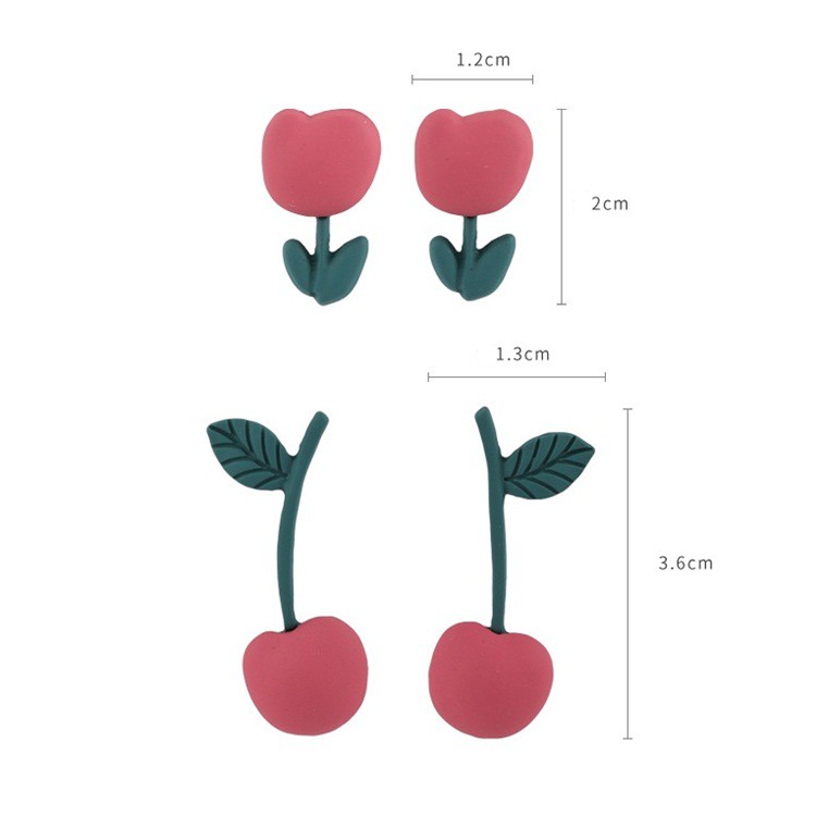 Bông tai hoa Tulip và trái Cherry dễ thương HT280