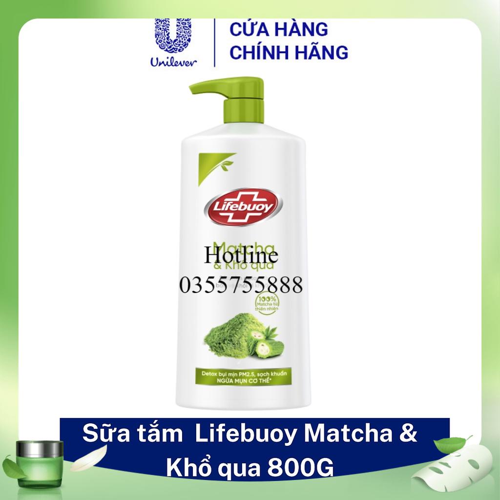 Sữa tắm LIFEBUOY Chai 800g với Ion bạc cùng đề kháng da DETOX MATCHA VÀ KHỔ QUA