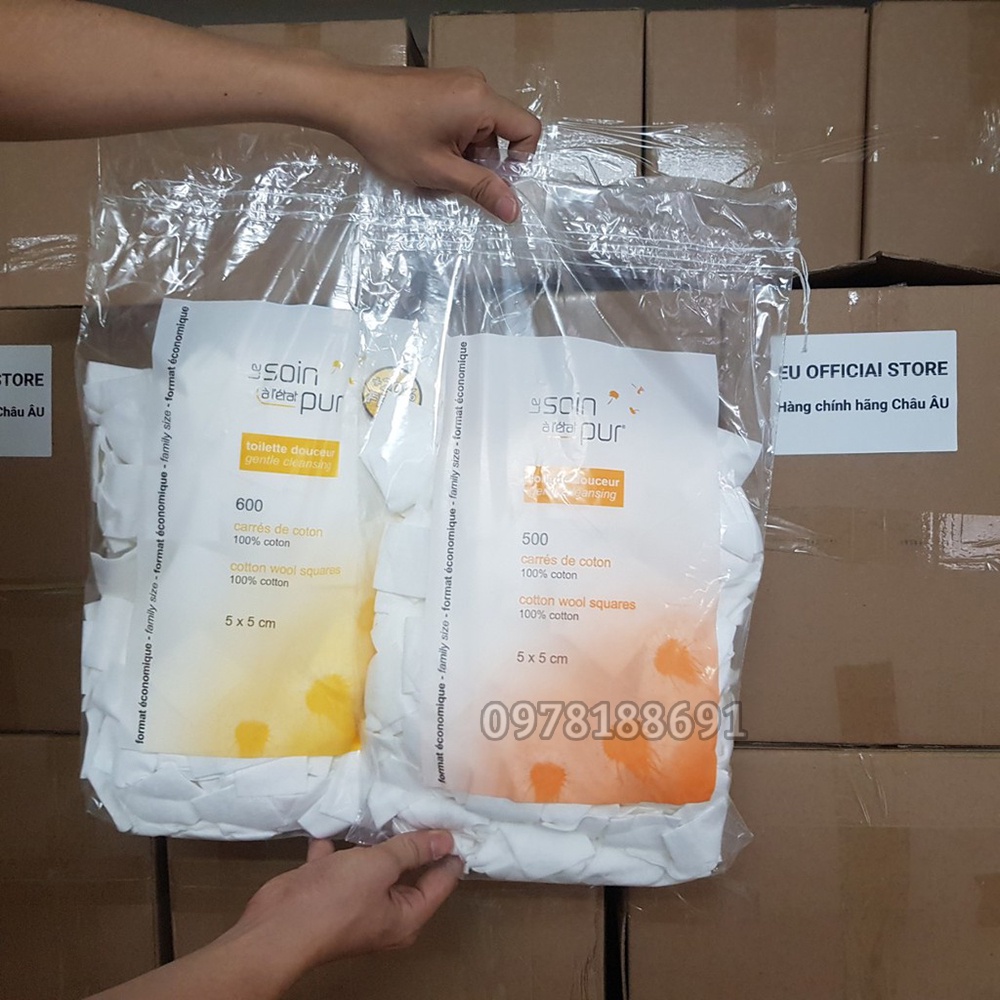 600 Miếng Bông Tẩy Trang Pháp TETRA Le Soin Laretat Pur Mềm Mịn Không Sợ Ảnh Hưởng Da Mặt