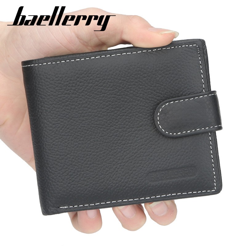 Baellerry Ví Da Bò Thật Dáng Ngắn Dạng Gập Thời Trang Cho Nam
