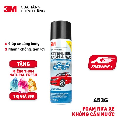 Chai Xịt Bọt Rửa Xe Không Cần Nước Và Làm Bóng Nhanh 3M Waterless Was299k - Tặng miếng thơm - Voucher giảm 20k đơn 299k