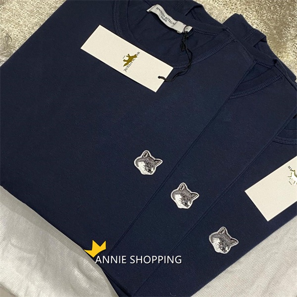 Áo Thun Cotton Tay Ngắn Thêu Hình Đầu Cáo Xám + Tag S-5X Thời Trang Unisex