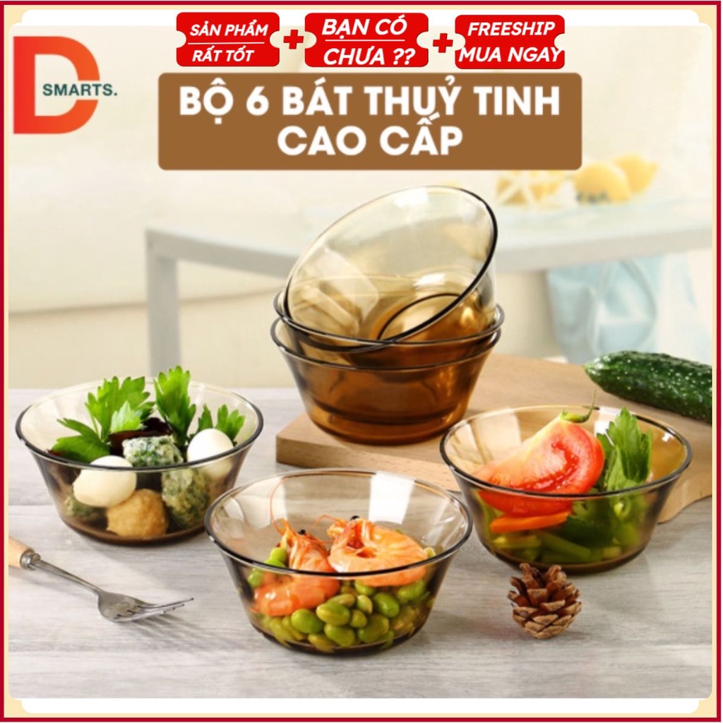 PVN33106 BỘ 6 BÁT THIẾT KẾ TRONG SUỐT MÀU HỔ PHÁCH ĐẸP MÊ LY
