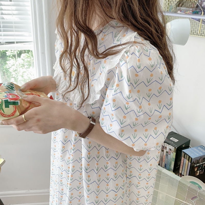 Đồ ngủ Tay Ngắn Màu Sắc Tươi Tắn In Họa Tiết Hoa Phong Cách Hàn Quốc Cho Nữ