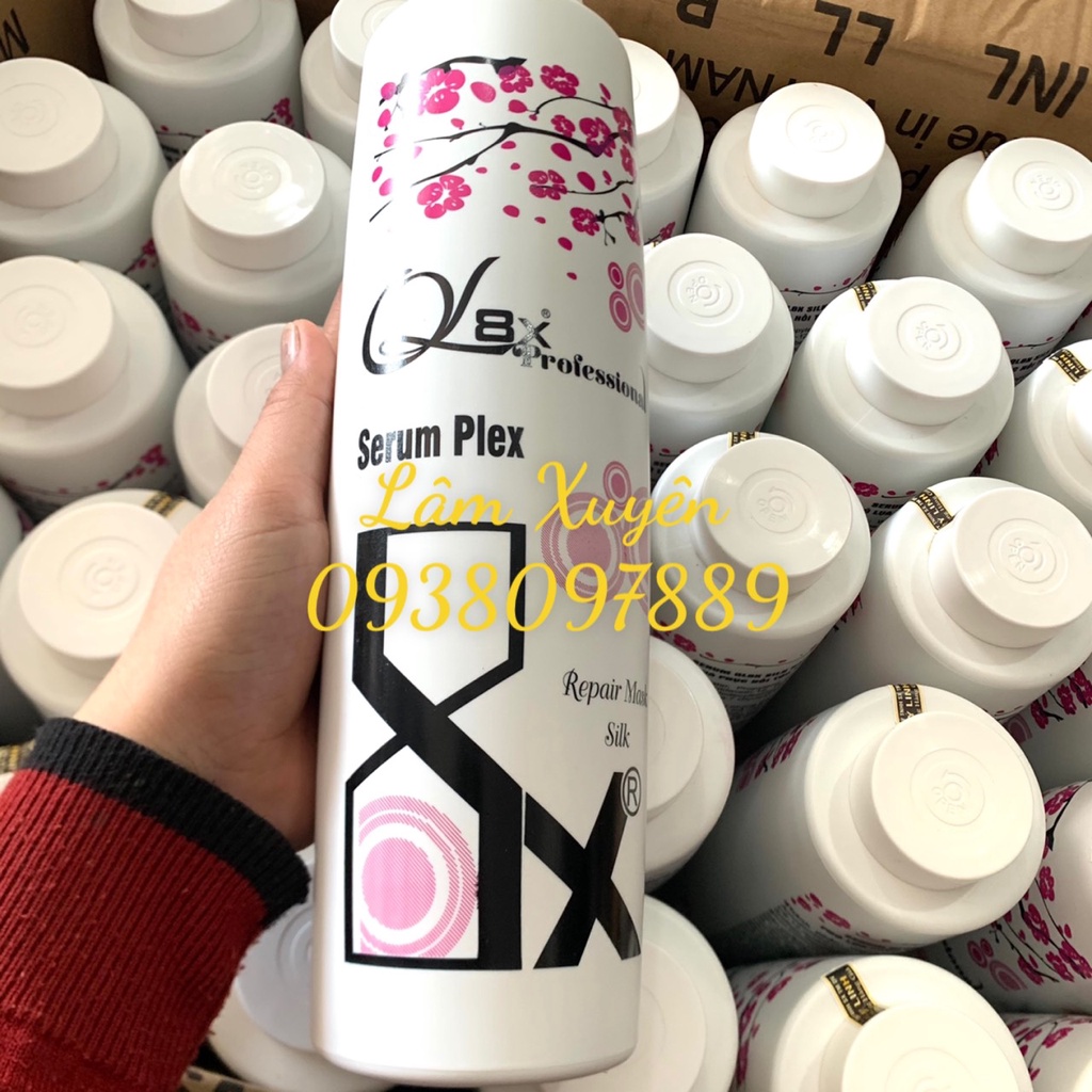 Collagen phủ lụa CHÍNH HÃNG QL8X 1000ml, phục hồi tóc hư tổn, khử mùi hoá chất, bọc khoá màu nhuộm,chống rát khi nhộm