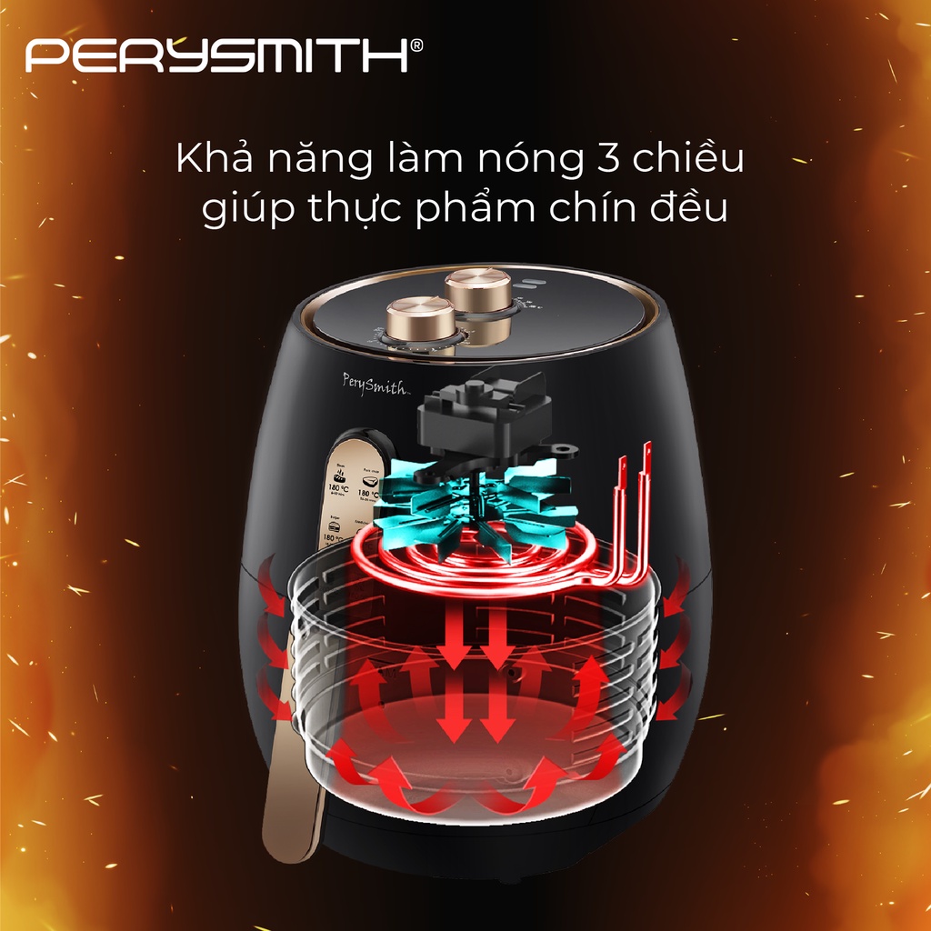 Nồi chiên không dầu cơ 4,8 lít PerySmith PS1520 loại bỏ chất béo có hại