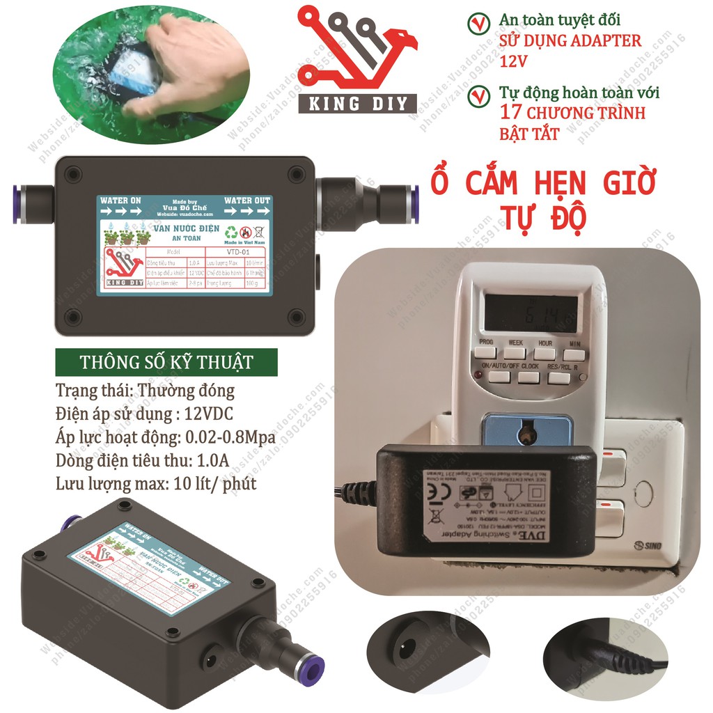 Van nước hẹn giờ hệ thống tưới cây tự động không dùng pin, Bộ vòi nước hẹn giờ tự động tiện dụng
