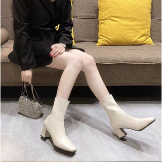 Boot da trơn mũii vuông kèm clip thật