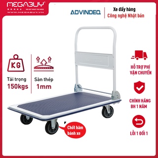 Xe đẩy hàng 4 bánh gấp gọn 150kg nhập khẩu ADVINDEQ TL-150, bánh cao su chống ồn,xe kéo hàng xếp gọn platform hand truck