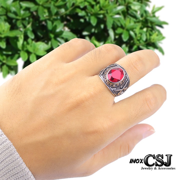 Nhẫn inox cao cấp đính đá siêu đẹp, bền màu, chuẩn thời trang - tặng hộp đựng xinh xắn