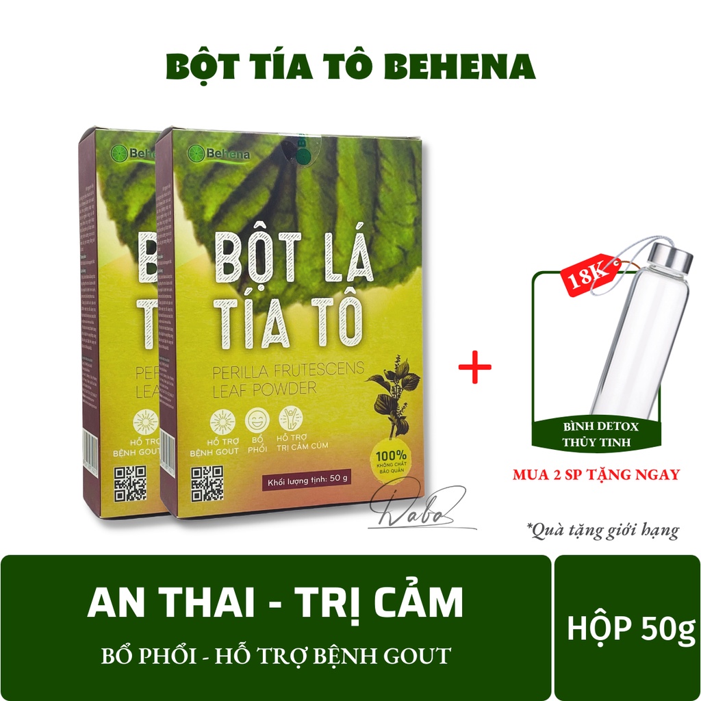 Bột tía tô Behena nguyên chất 100%, hỗ trợ kháng viêm, cảm cúm, ngăn ngừa bệnh Gout (Hộp 50gram)